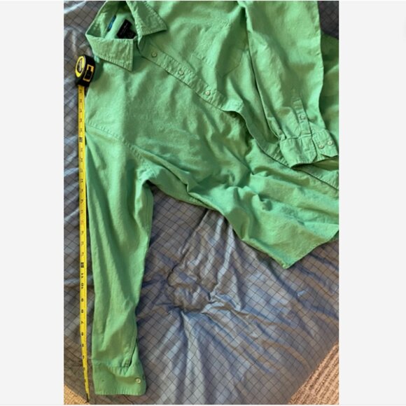 Linea Rosso Signature Button Shirt Mens Large Green Linen Cotton Blend - Picture 4 of 6